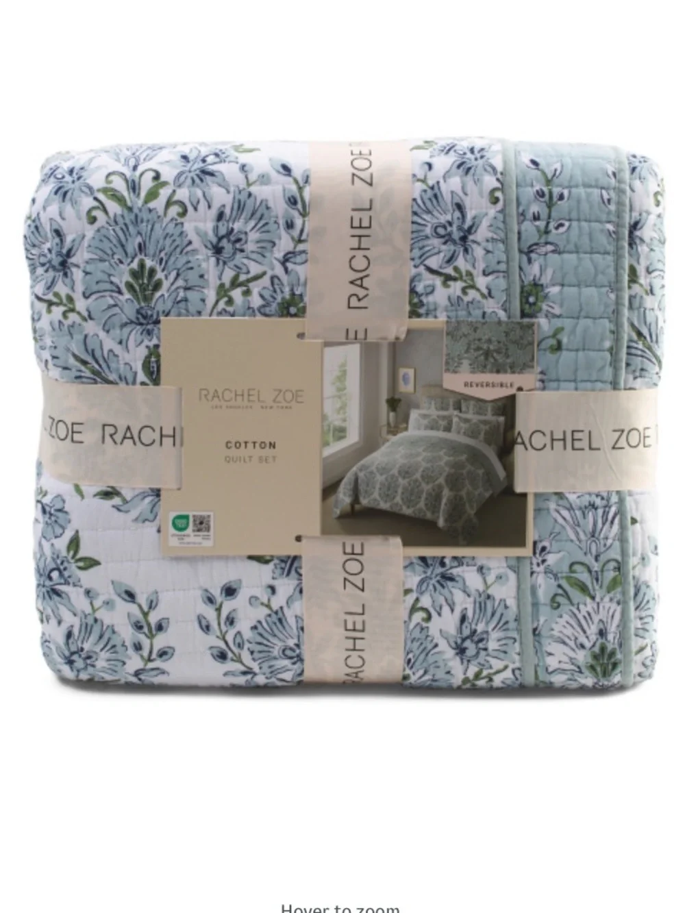 Rachel Zoe Blue and White Floral Cotton Quilt Set